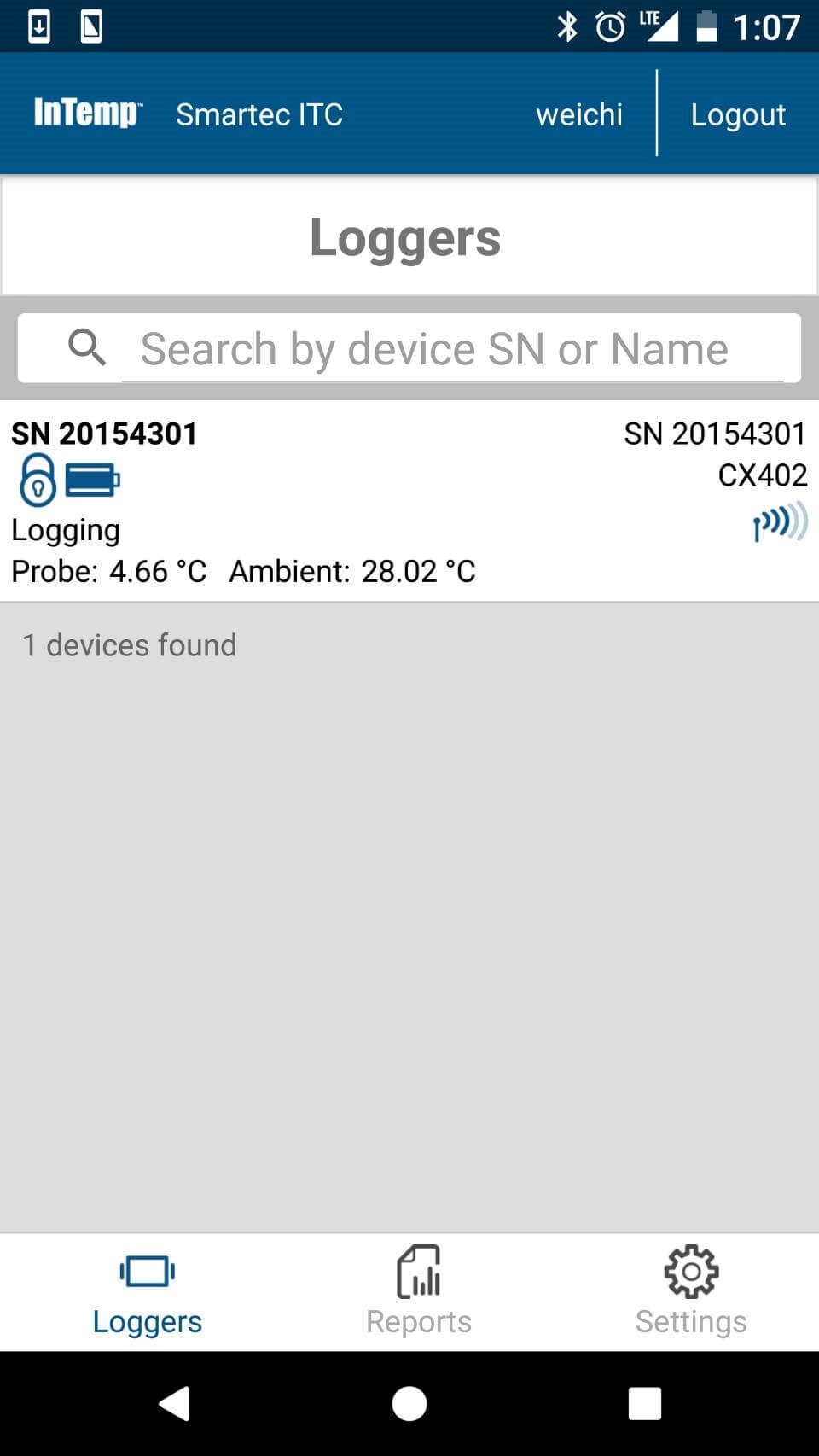 CX403藍牙溫度記(紀)錄器InTemp APP 畫面